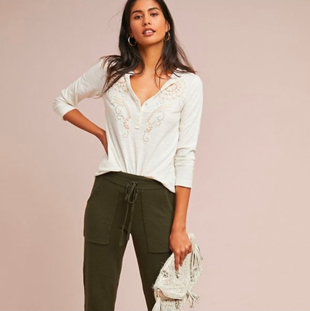 Embroidered Henley Top