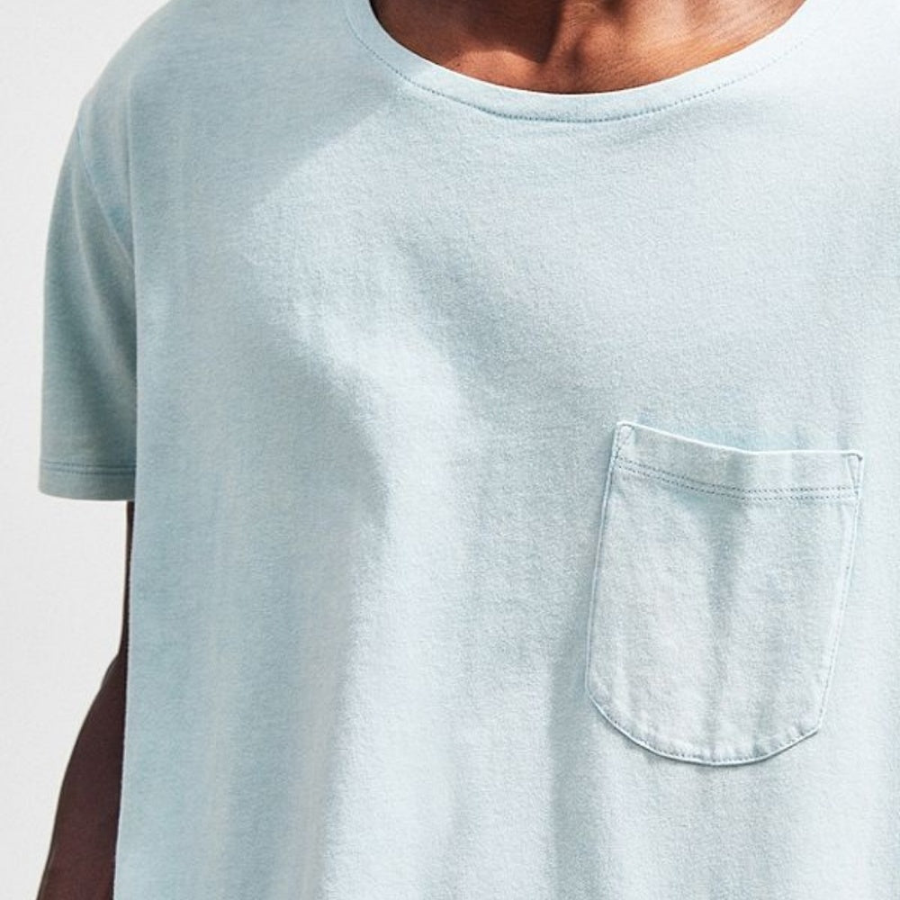 Acid Wash Scoop Neck Curved Hem Tee