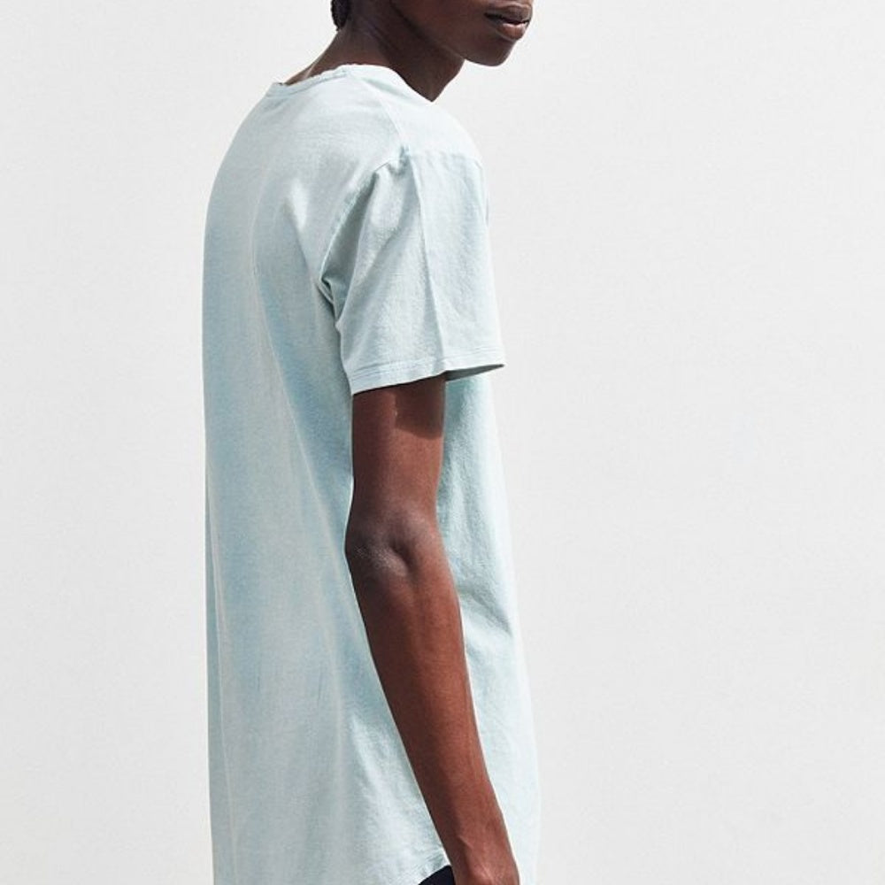 Acid Wash Scoop Neck Curved Hem Tee