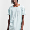 Acid Wash Scoop Neck Curved Hem Tee